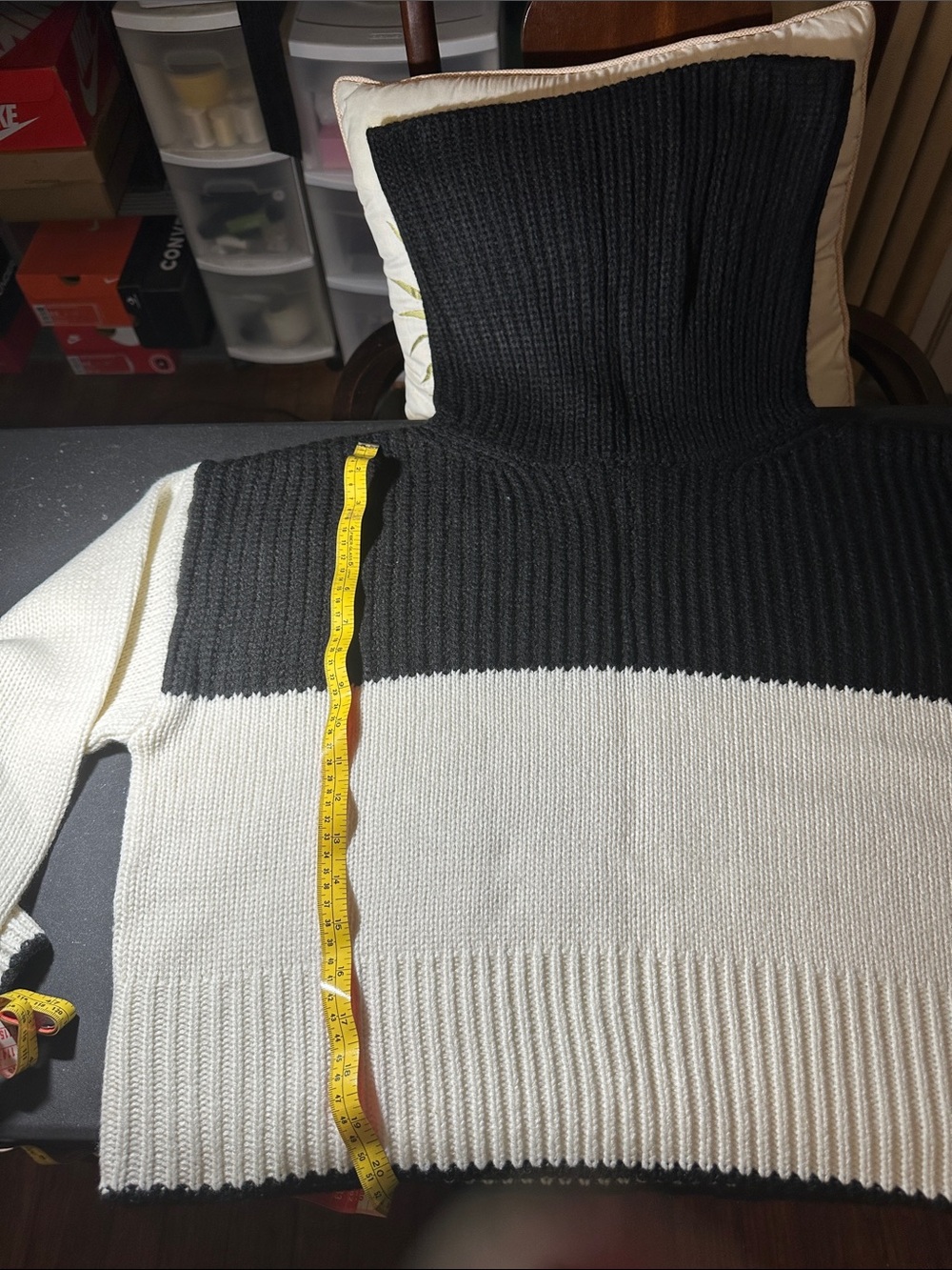 Topshop Black and Cream Ribbed Cowl Sweater